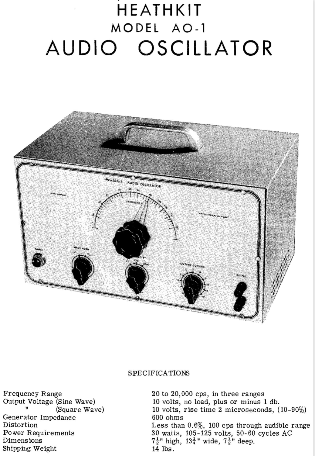 Heathkit AO-1 Audio Oscillator - Schematic