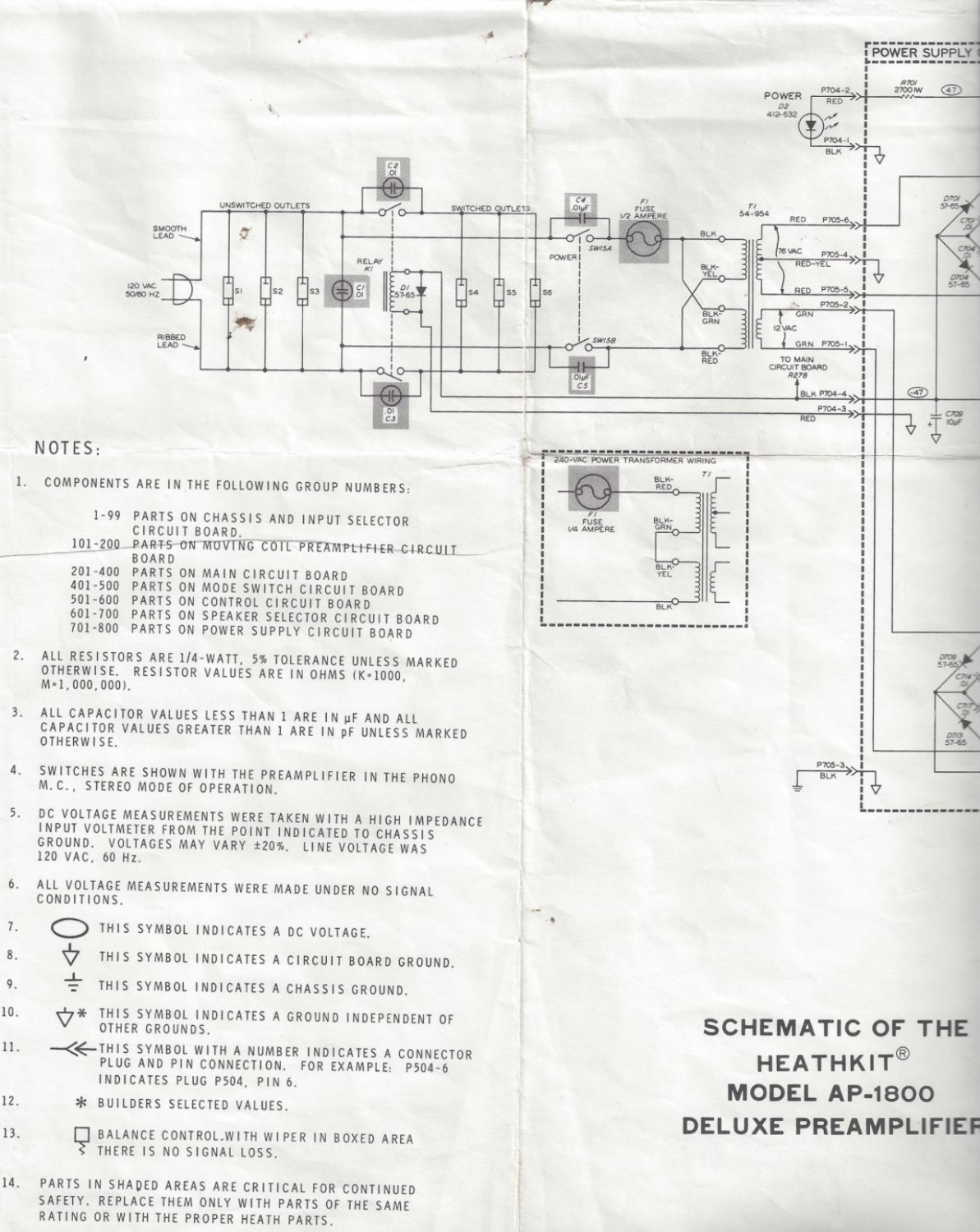 Heathkit AP-1800 Deluxe PreAmplifier - Schematic Diagrams
