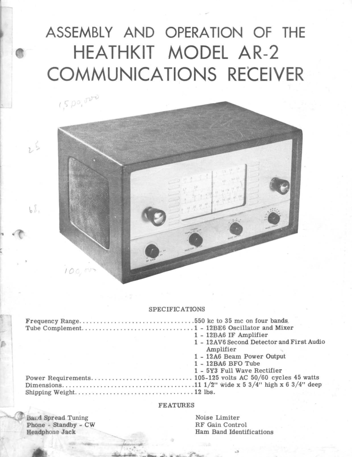 Heathkit AR-2 Communications Receiver - Assembly Instructions