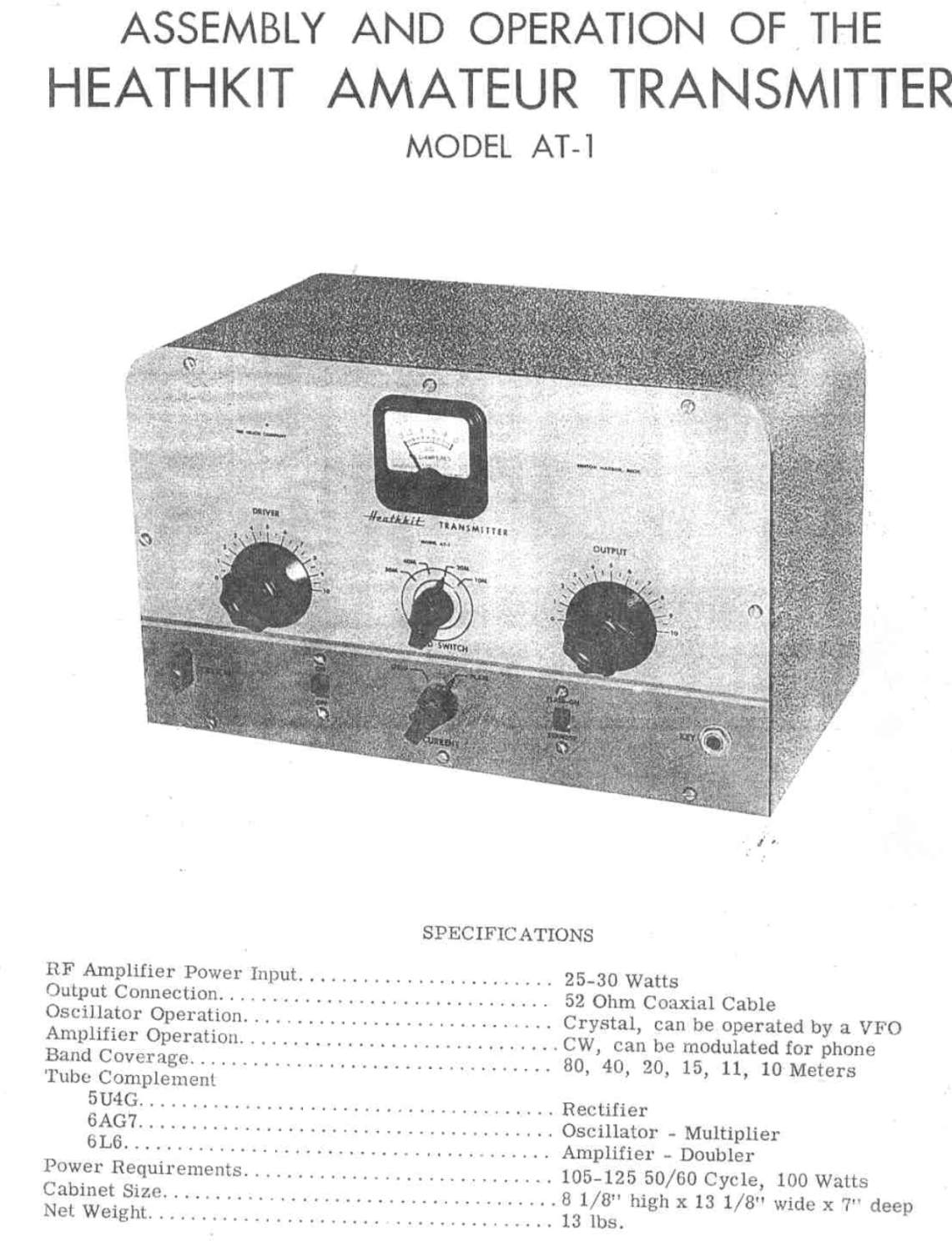 Heathkit AT-1 Amateur Transmitter - Assembly Instructions