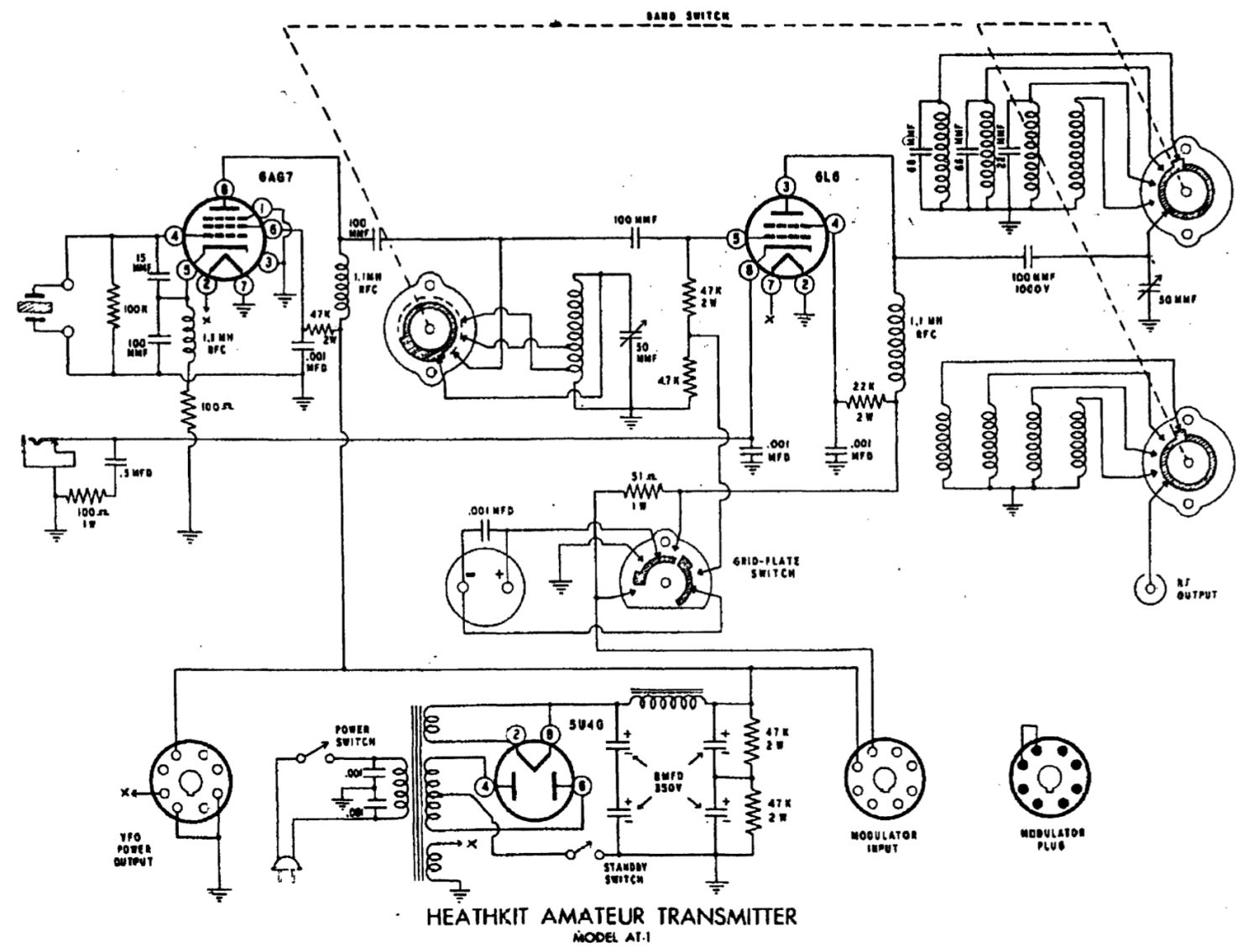 Heathkit AT-1 Amateur Transmitter - Schematic