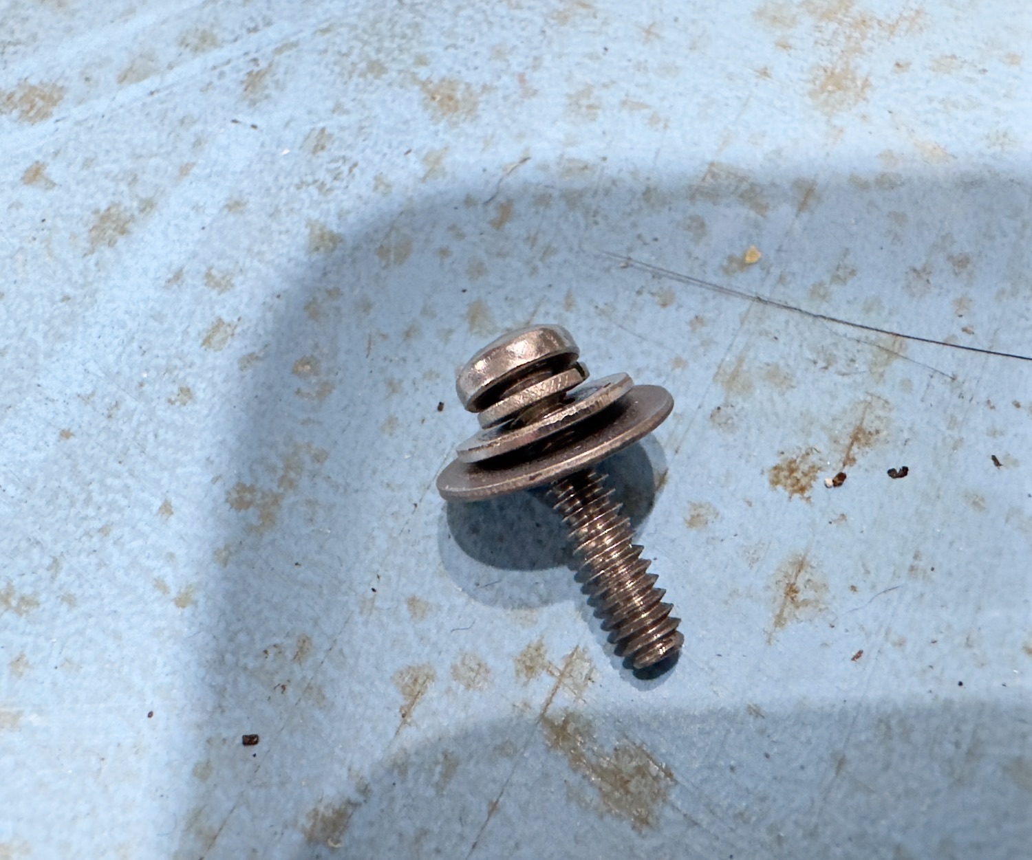 The Screw with all the washers from the underside of the case.