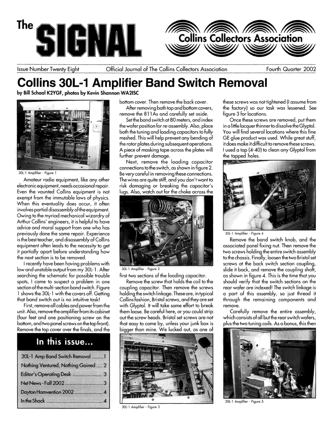 Collins 30L-1 - RF Linear Amplifier - Bandswitch Removal Replacement (The Signal, Issue 28 (2002)