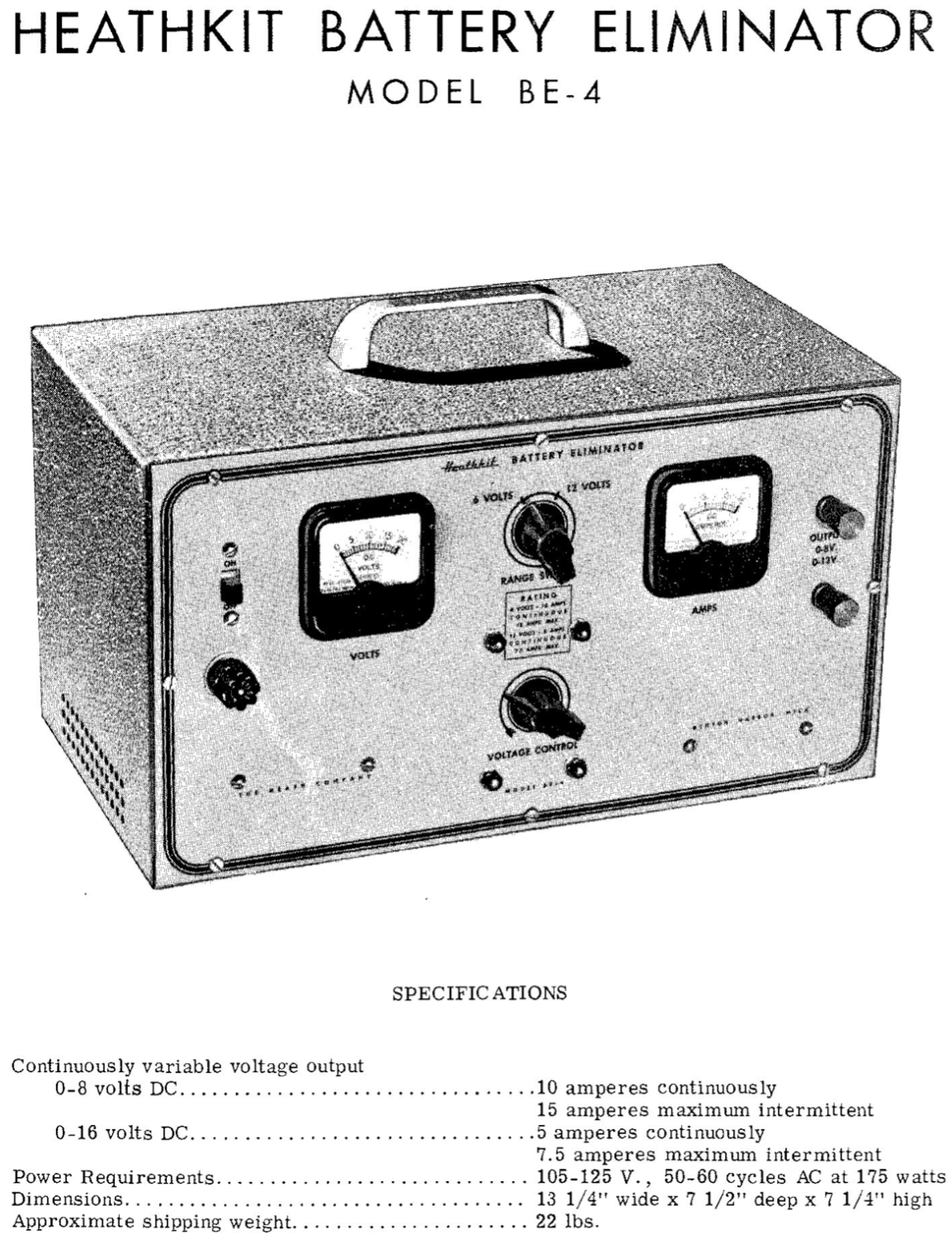 Heathkit BE-4 Battery Eliminator - Schematic Diagram 2