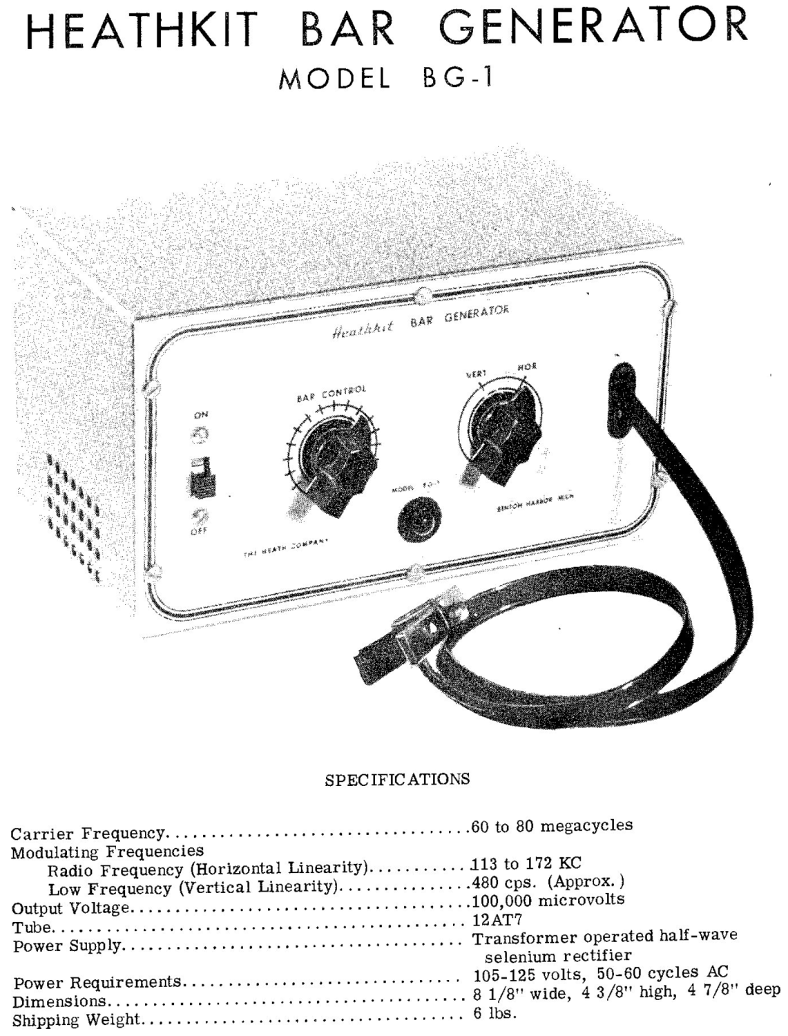 Heathkit BG-1 Bar Generator - Schematic Diagram