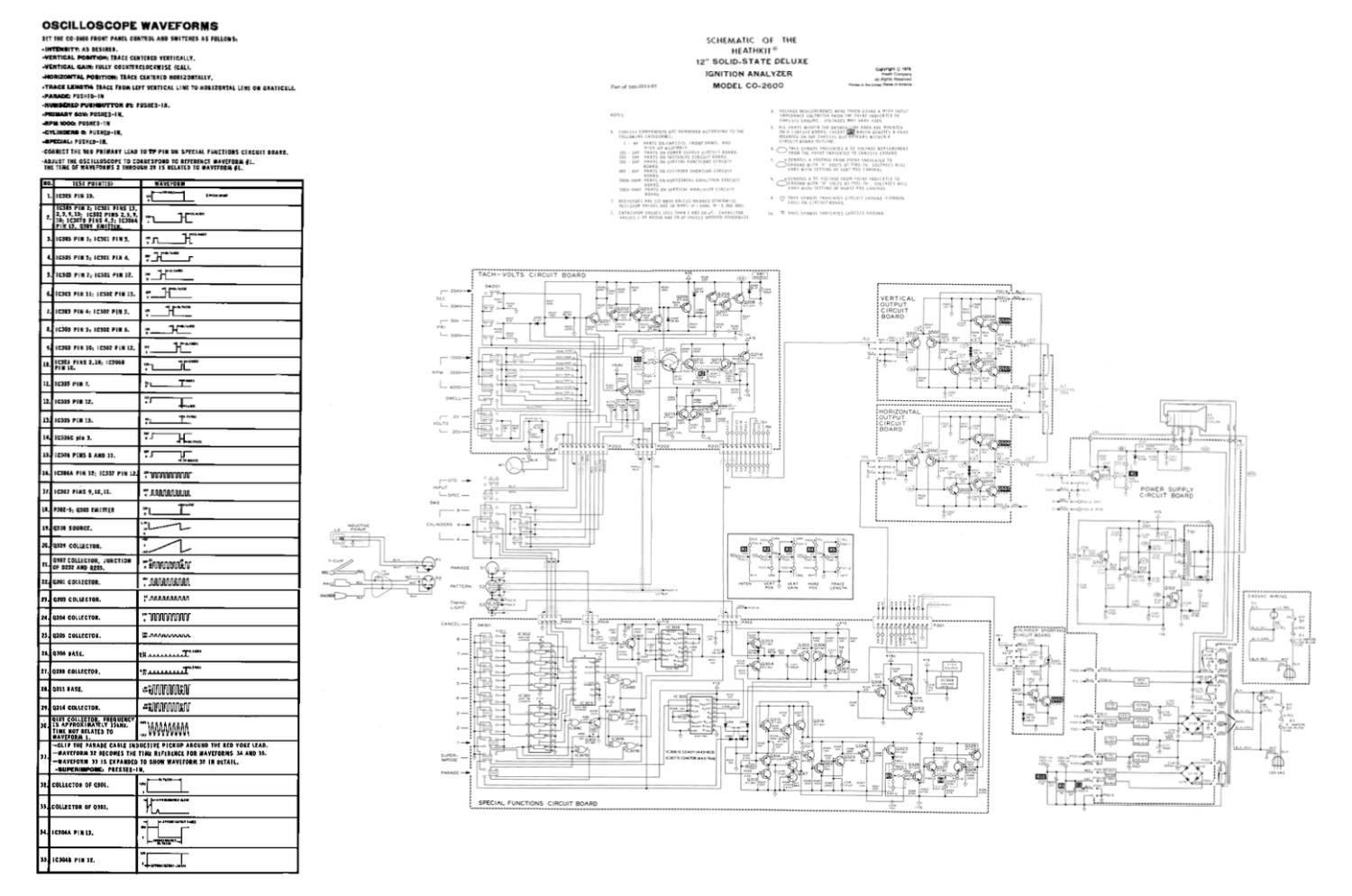 Heathkit CO-2600 Solid State Deluxe Ignition Analyser - Schematic Diagram