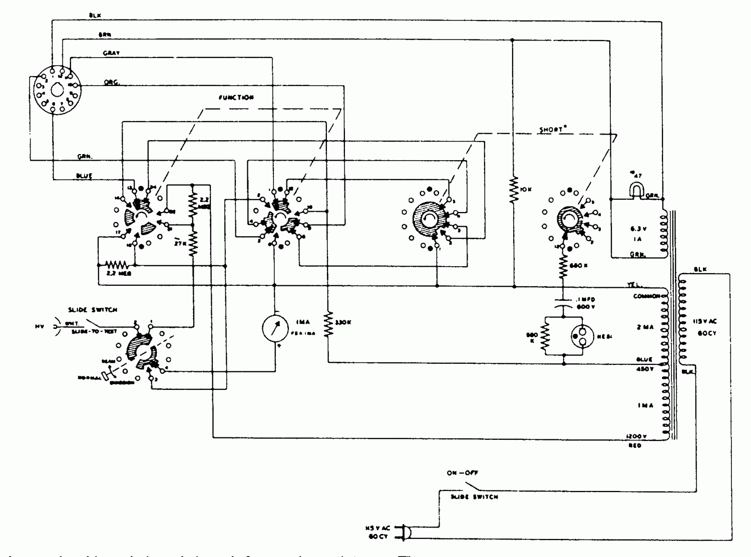 Heathkit CC-1 CRT Checker - Schematic Diagram