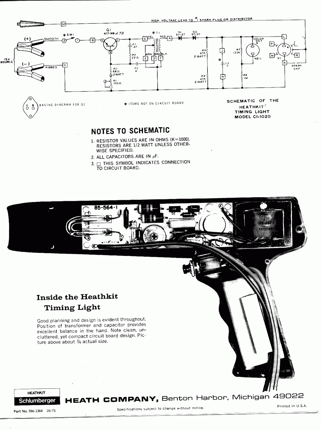 Heathkit CI-1020 Automatic Timing Light - Schematic Diagram