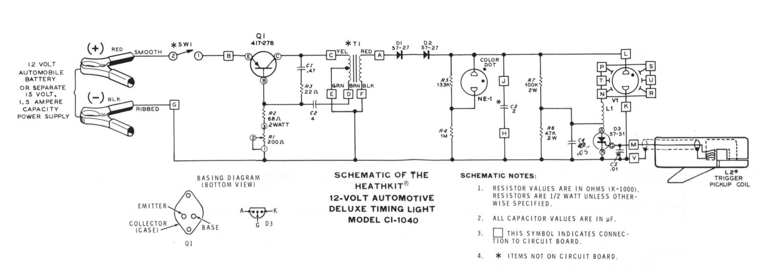 Heathkit CI-1040 Automotive Deluxe Timing Light - Schematic Diagram