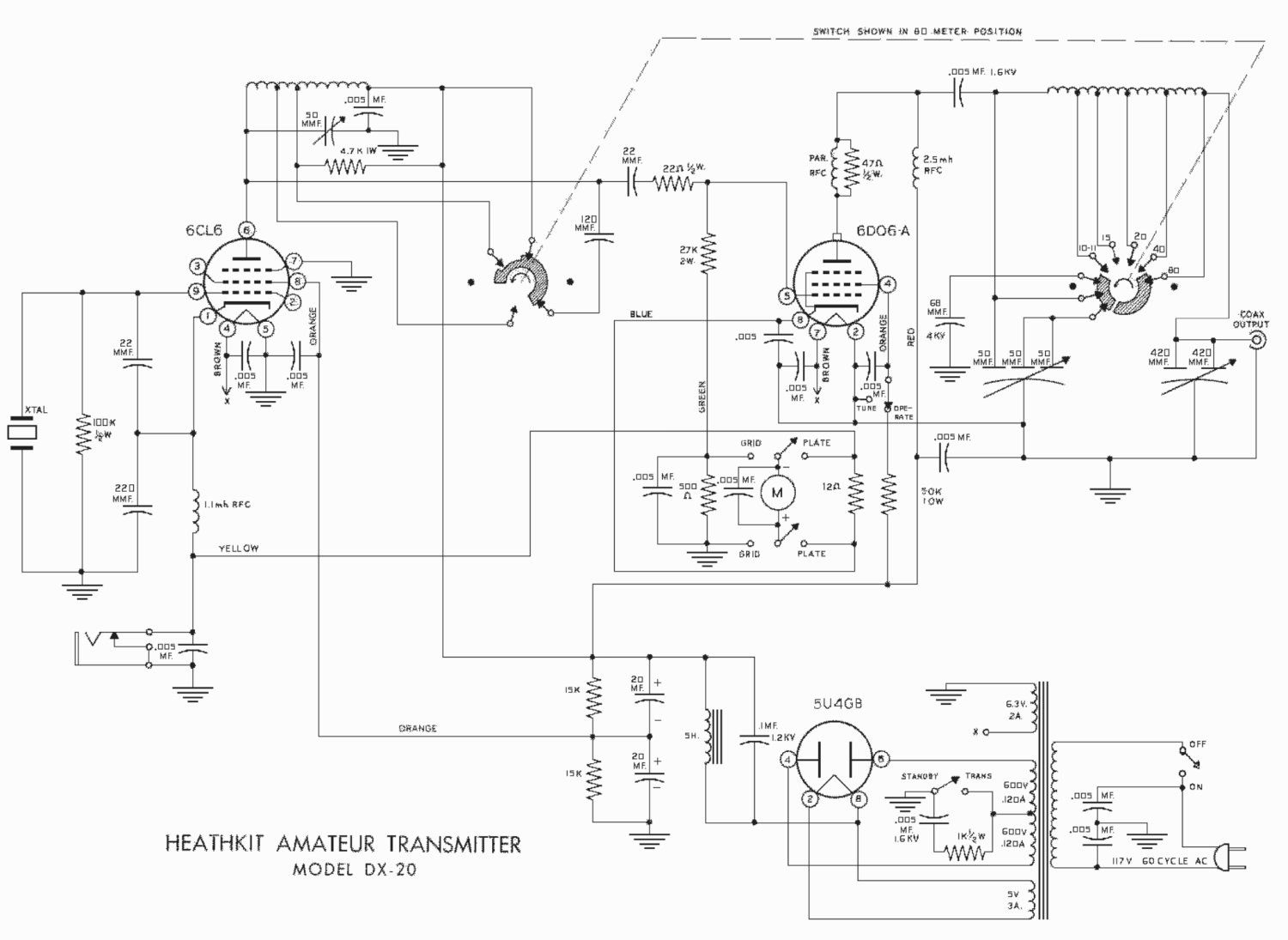 Heathkit DX-20 Amateur Transmitter - Schematic Diagram
