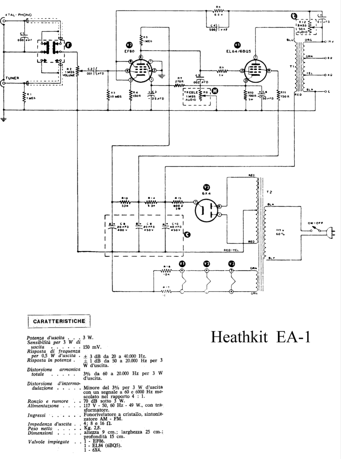 Heathkit EA-1 Amplifier - Schematic Diagram
