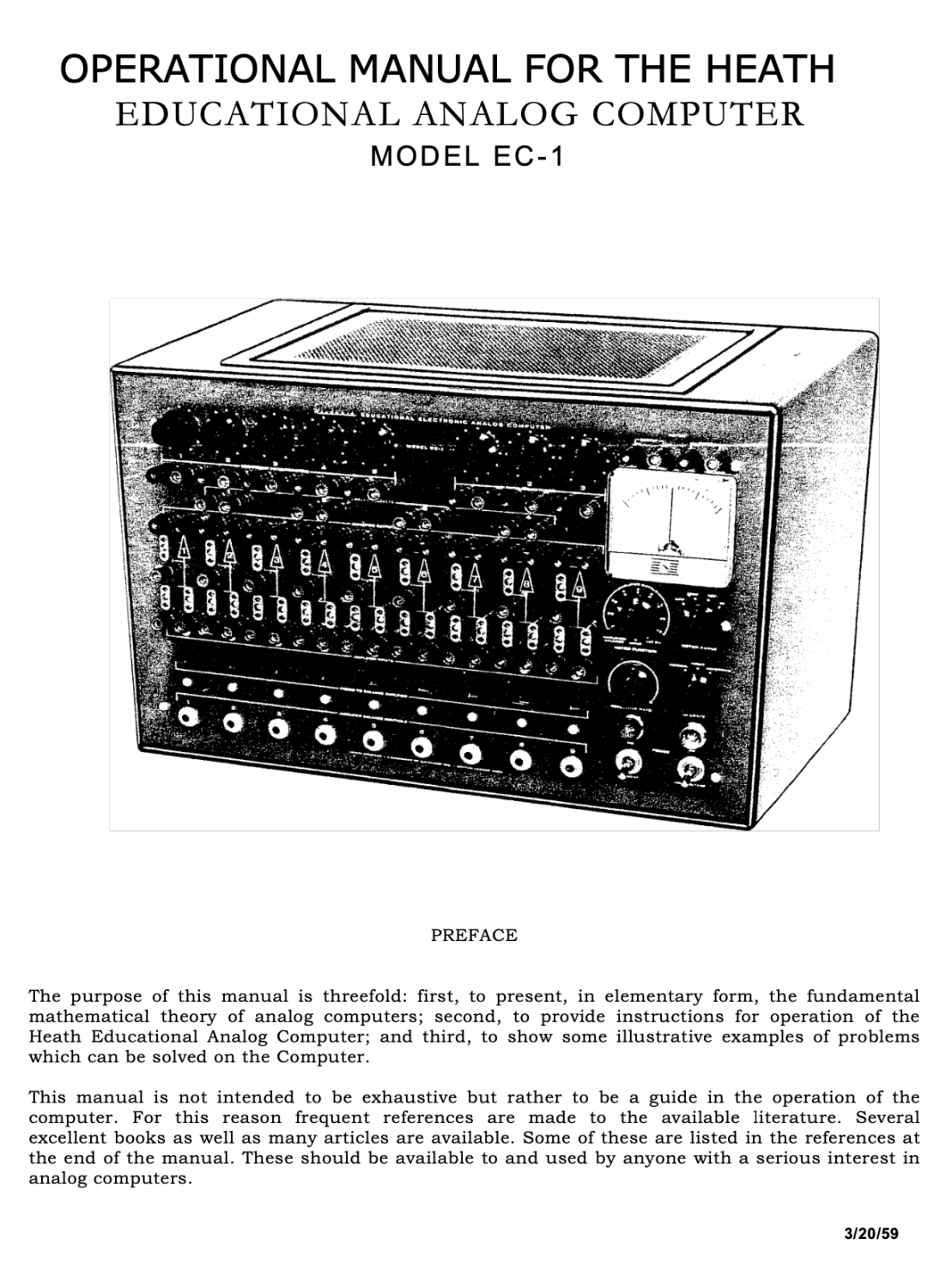 Heathkit EC-1 Educational Analog Computer - Instruction Manual