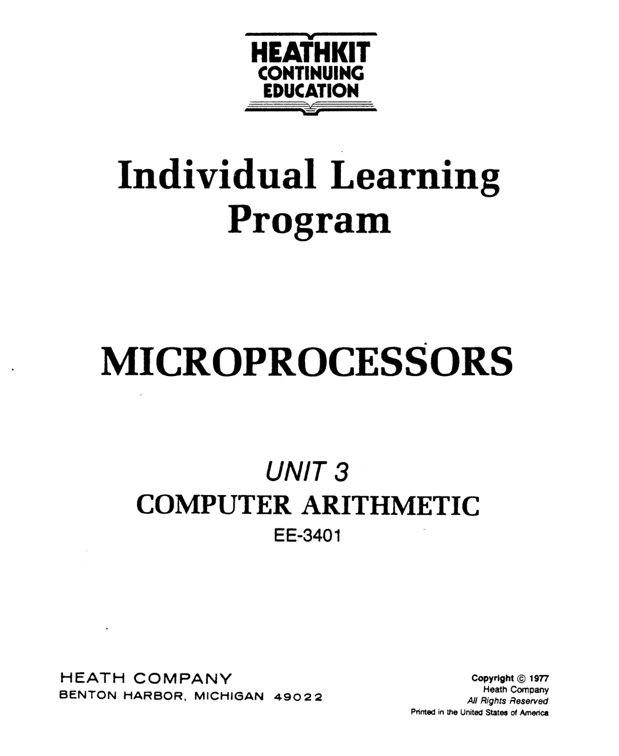 Heathkit EE-3401 Individual Learning Program - Unit 03 - Computer Arithmetic