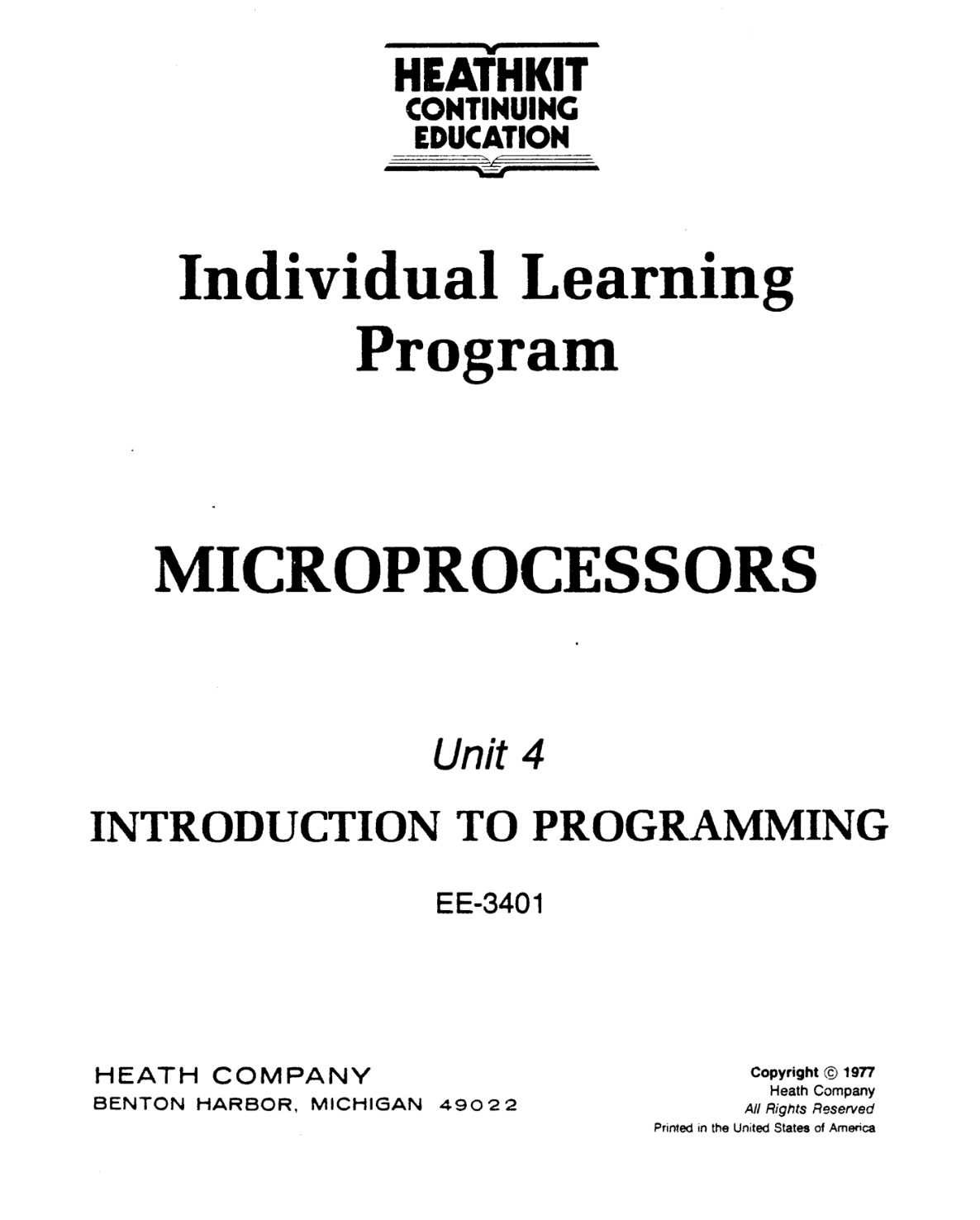 Heathkit EE-3401 Individual Learning Program - Unit 04 - Introduction to Programming