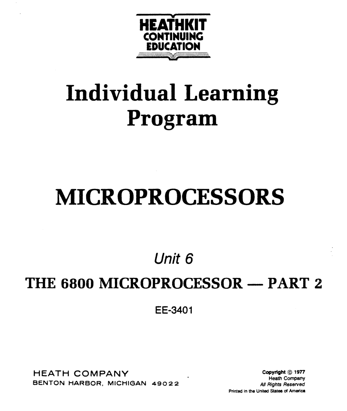Heathkit EE-3401 Individual Learning Program - Unit 06 - The 6800 Microprocessor Part 2