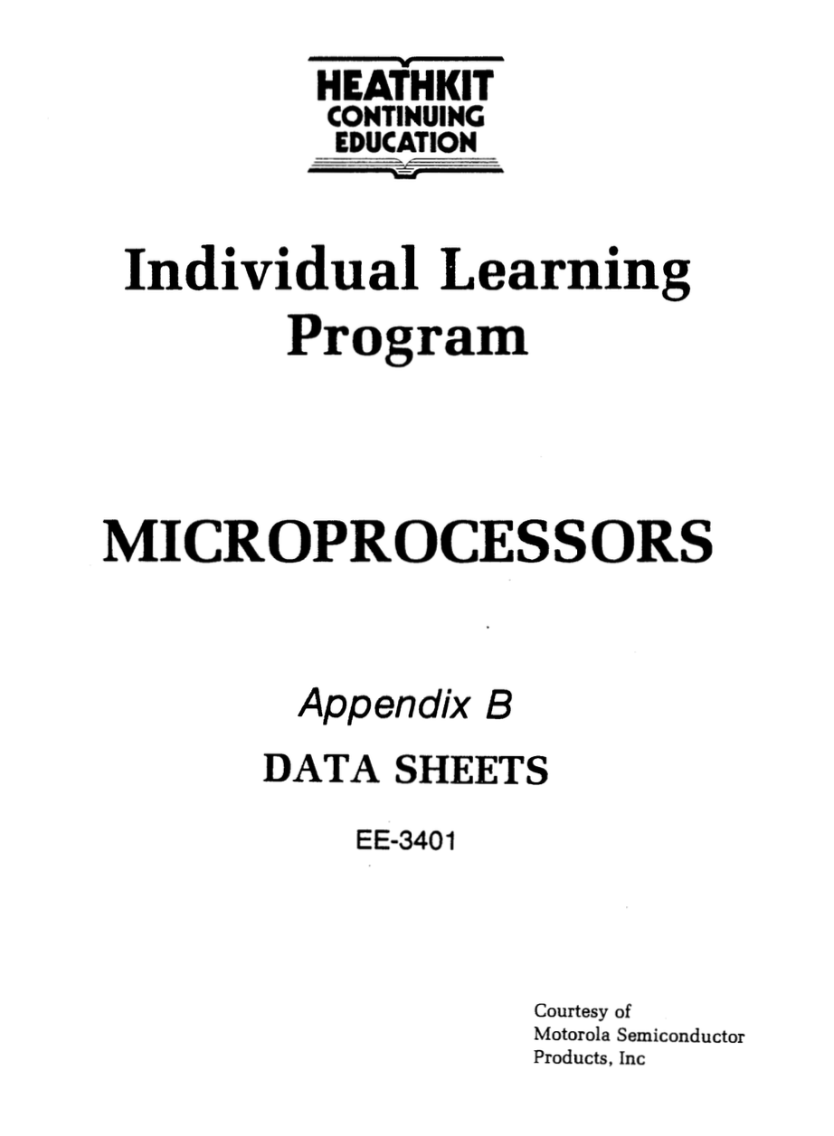 Heathkit EE-3401 Individual Learning Program - Appendix B - Data Sheets