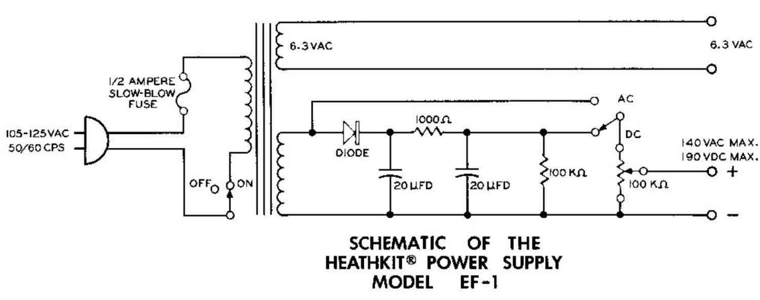 Heathkit EF-1 Power Supply - Schematic Diagram