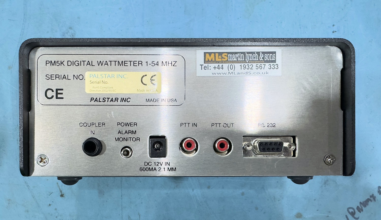 Rear View of the Palstar PM5K Power Meter.