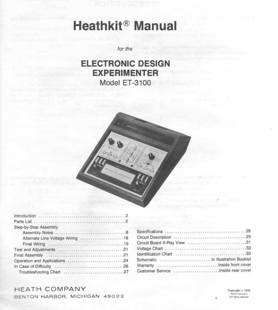 Heathkit ET-3100 Electronic Design Experimenter - Instruction Manual