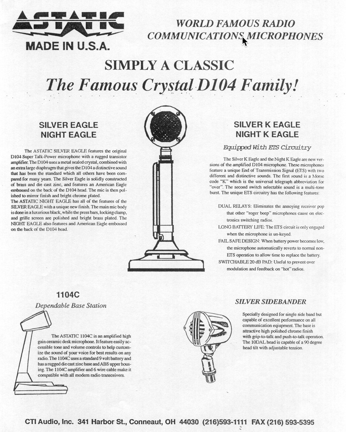 Astatic (CTI Audio Inc.) Microphone Catalogue