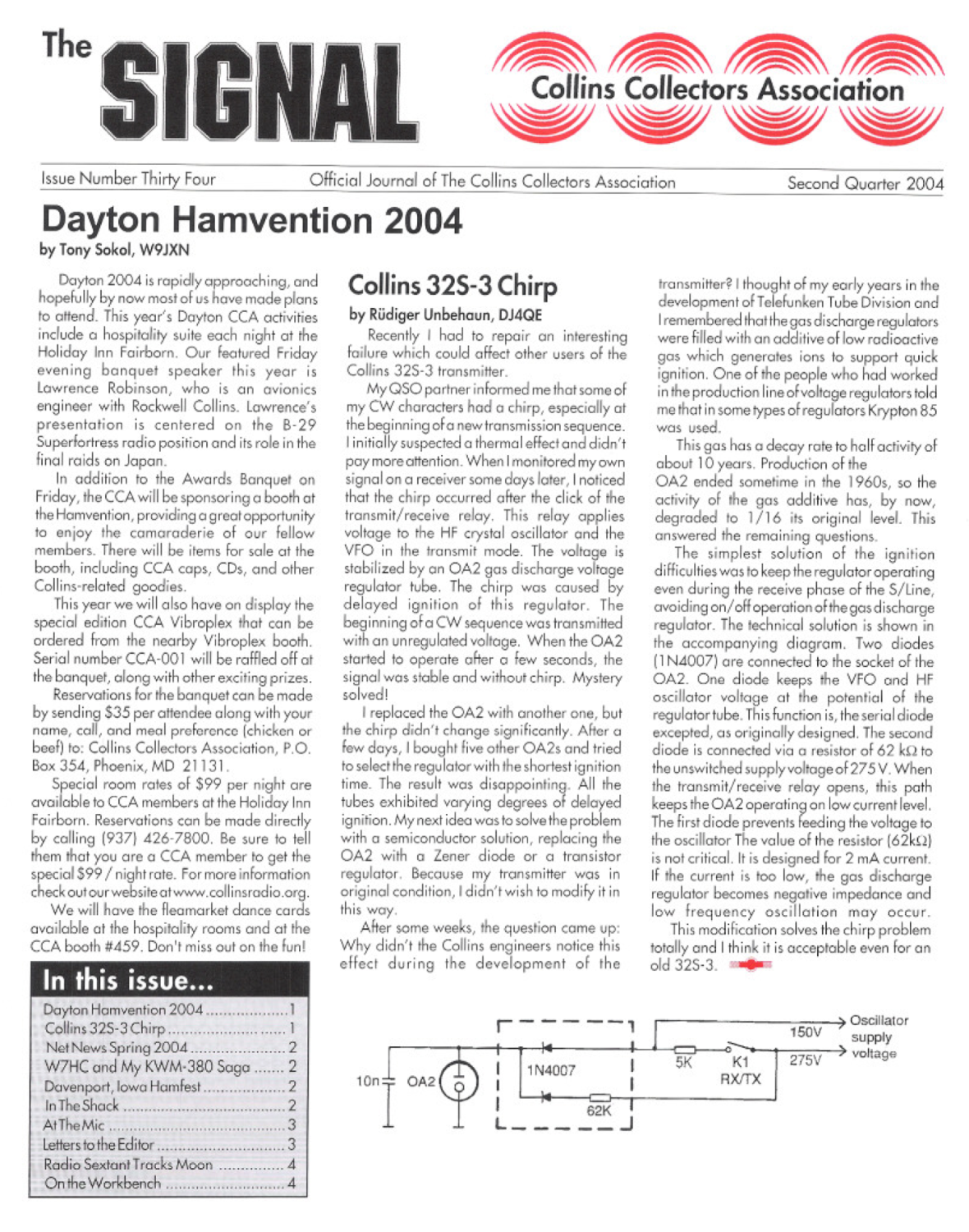 Collins 32S-3 S-Line Transmitter - Chirp Problem in CW mode Article in The Signal by Rudiger Unbehaun (DJ4QE)