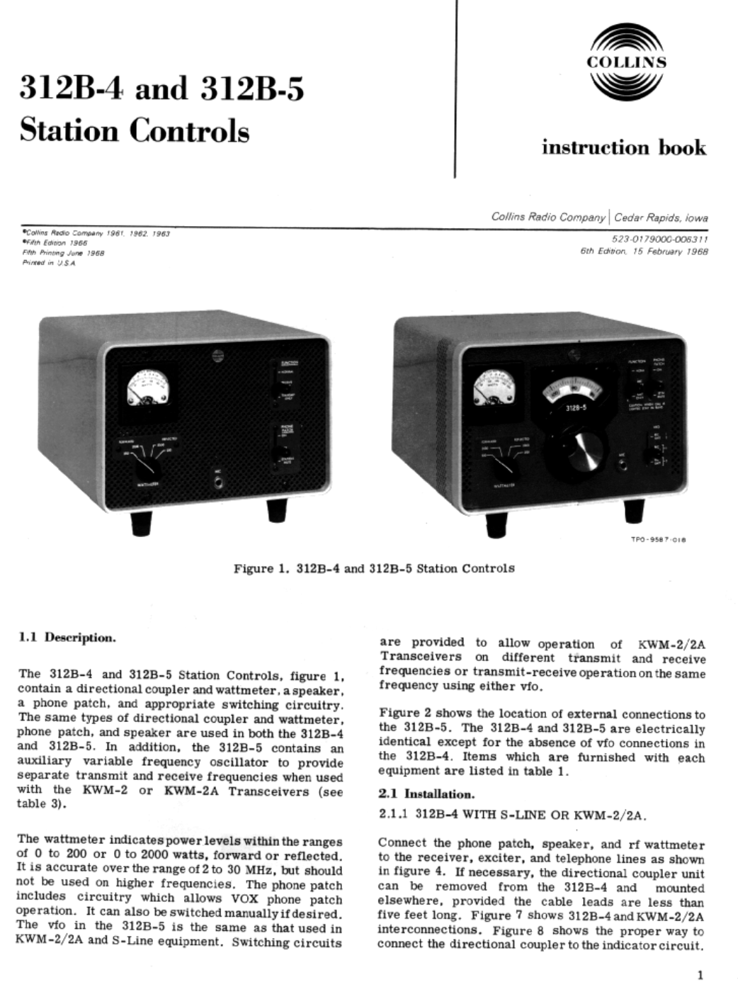 Collins 312B-4 Station Controller - Instruction Manual