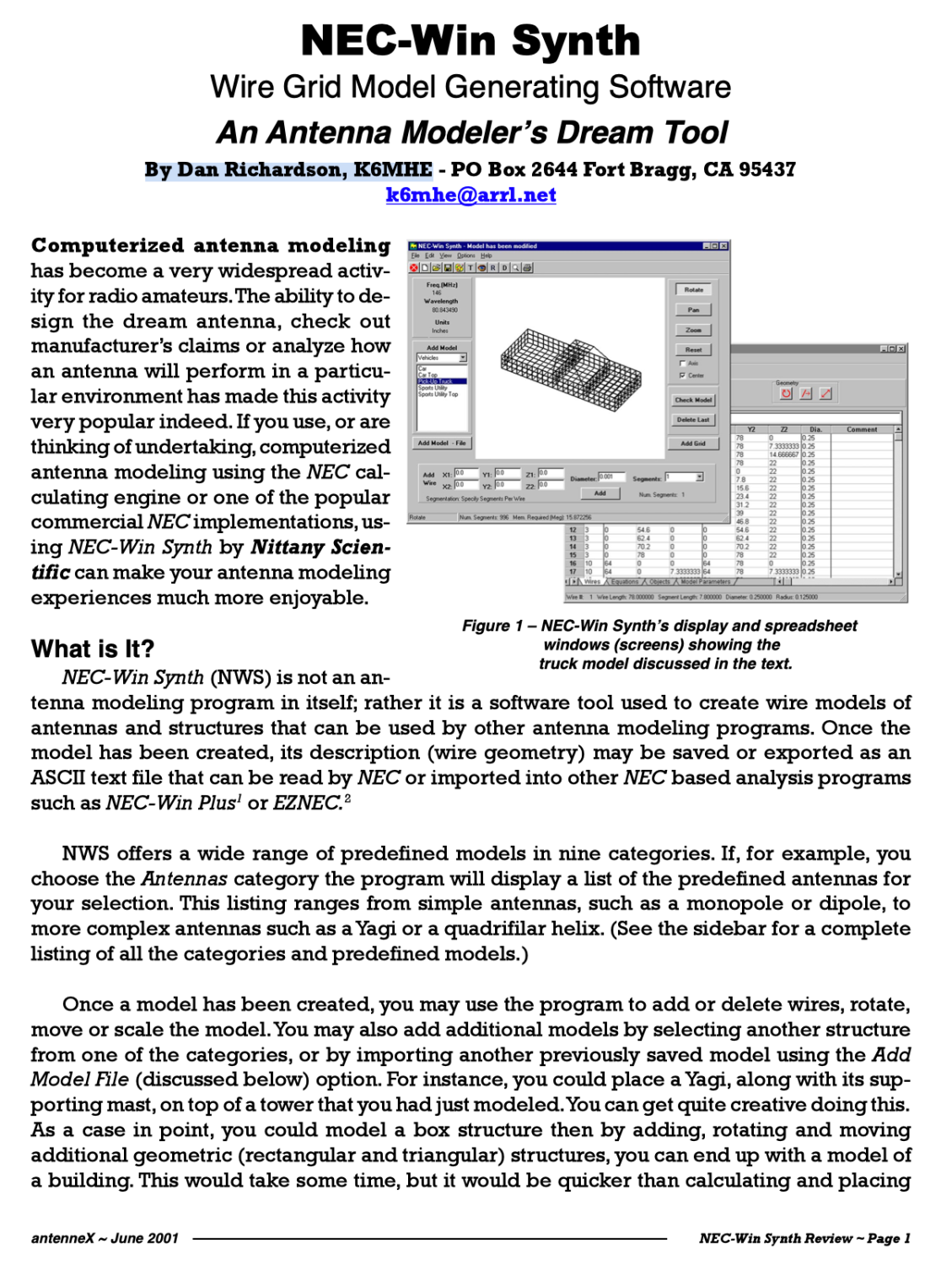 NEC-Win Synth Wire Grid Model Generating Software