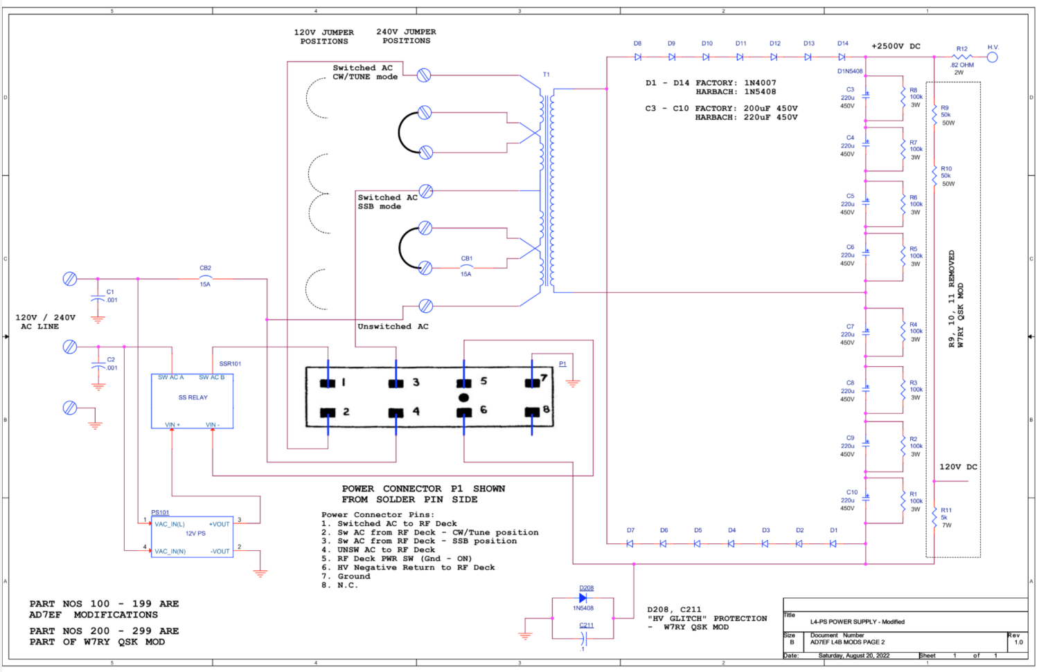 Drake L-4B - Linear Amplifier - AD7EF Power Supply Mods