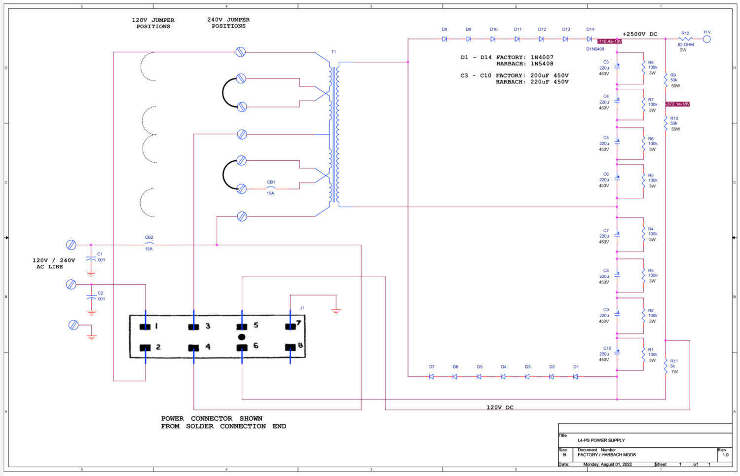 Drake L-4B - Linear Amplifier - Factory Wiring