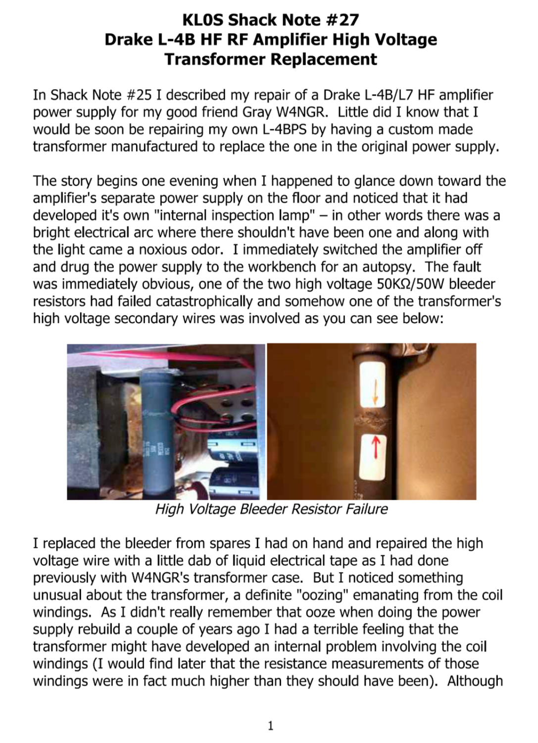 Drake L-4B - Linear Amplifier - High Voltage Transformer Replacement (By KL0S)