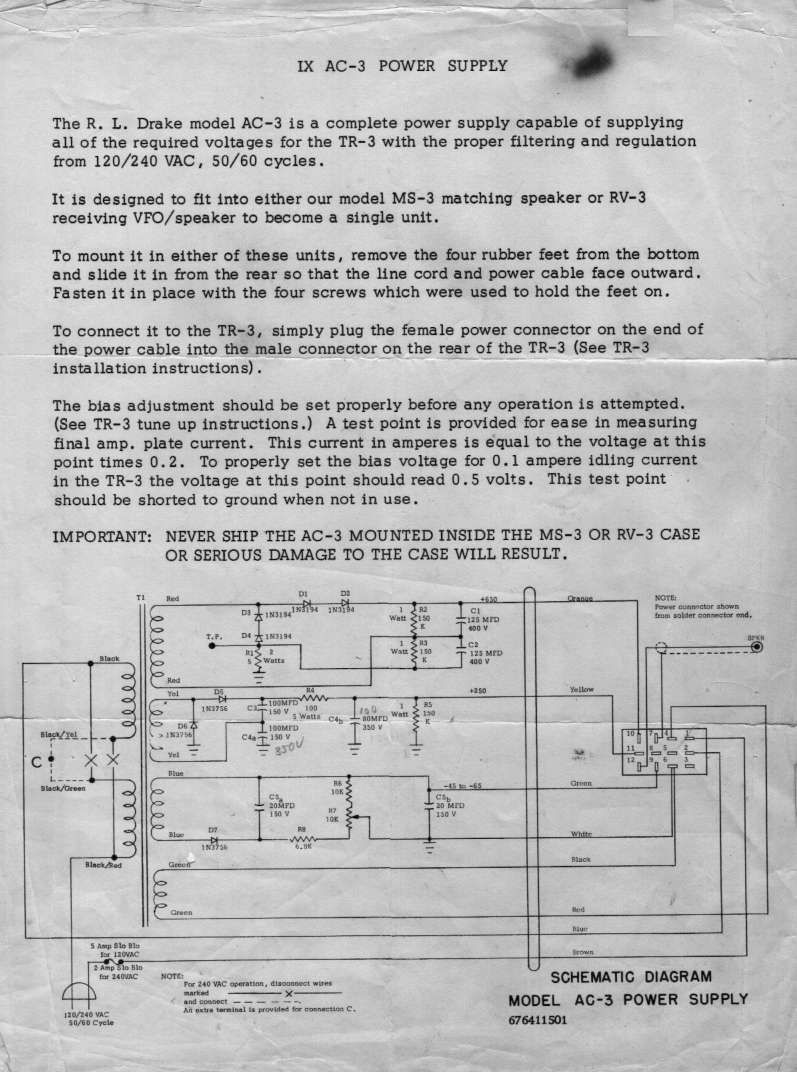 Drake AC-3 - Power Supply - Instruction Manual