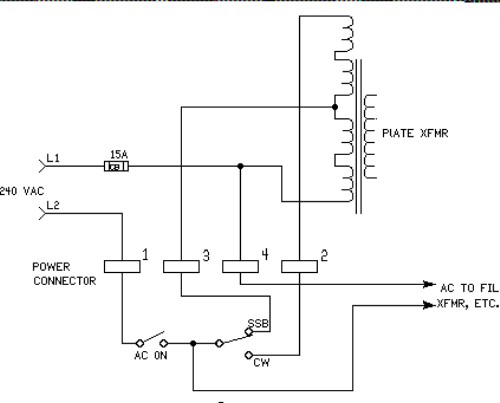 Drake L-4B - Linear Amplifier - Schematic of the Original Switches Connections.