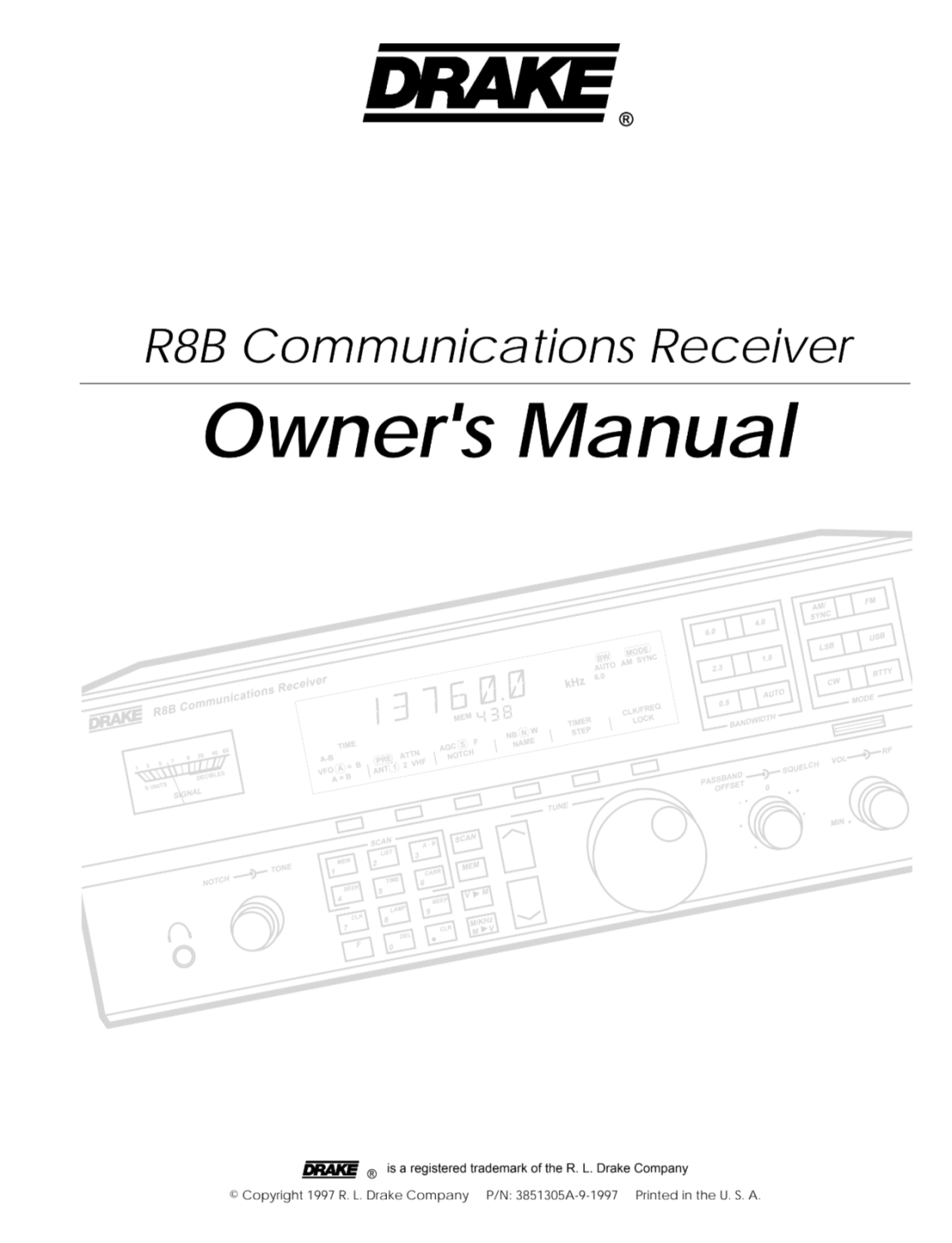 Drake R-8B - Receiver - Owners Manual
